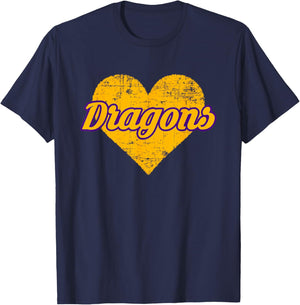 Junction City Dragons Over Heart T-Shirt - T-Shirt | Navy