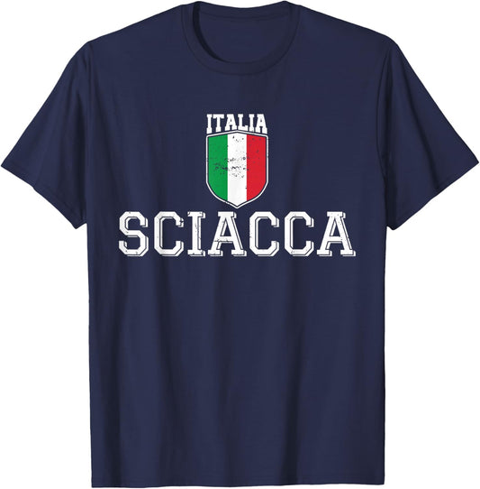 Sciacca Sicily Italia Italy Flag Sicilian Distressed T-Shirt - T-Shirt | Navy