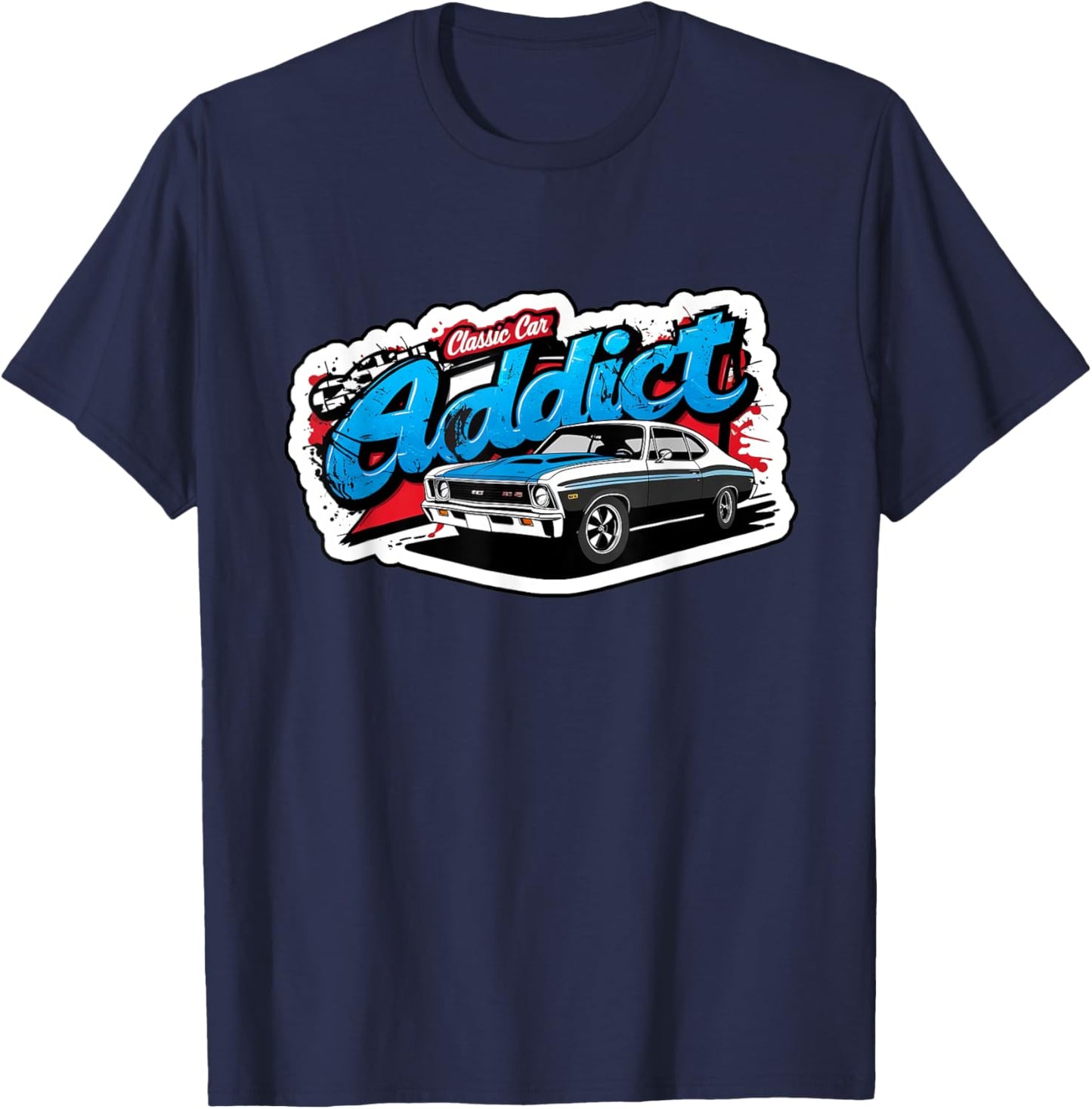 1969 69 SS Classic Car American Muscle Racing Addict 1320 T-Shirt - T-Shirt | Navy