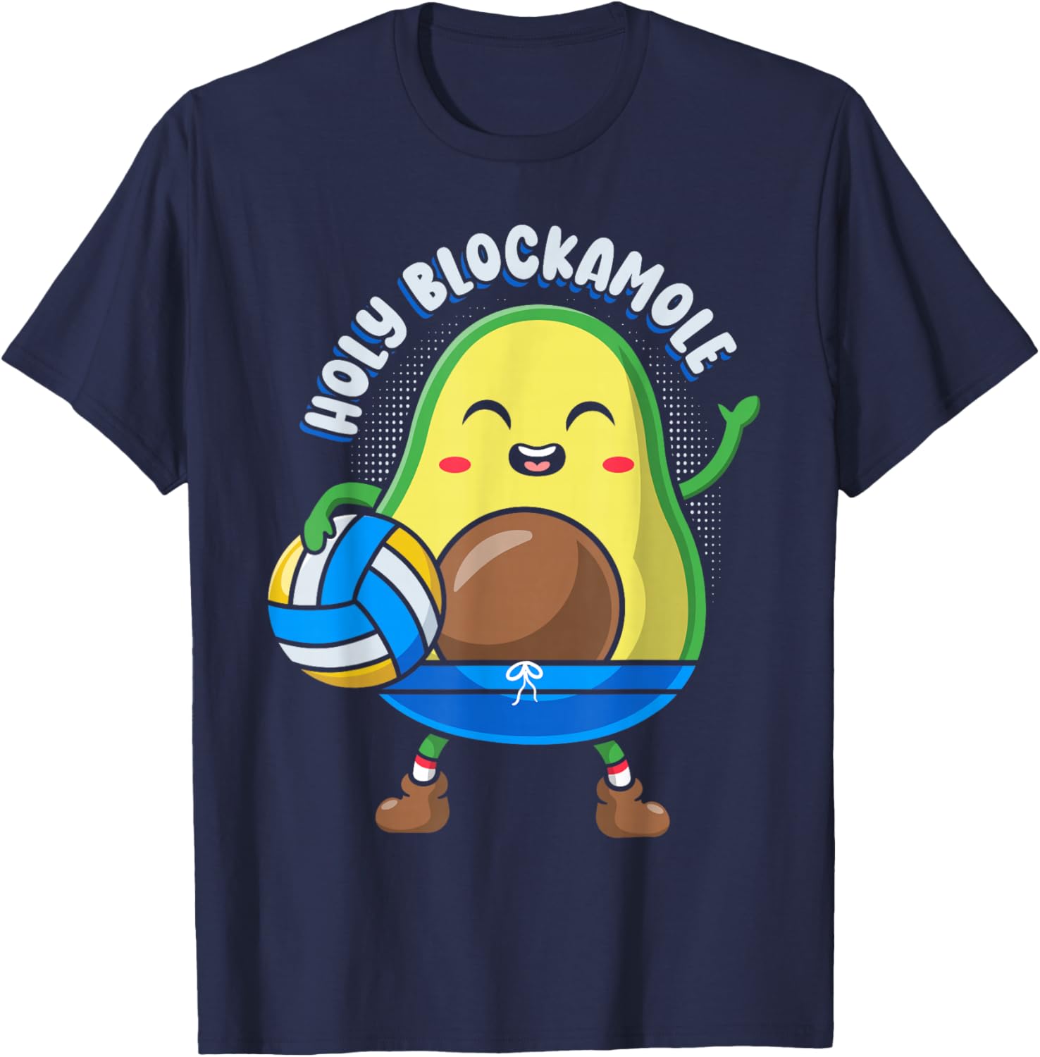 Funny Volleyball Avocado Lover Holy Blockamole T-Shirt - T-Shirt | Navy