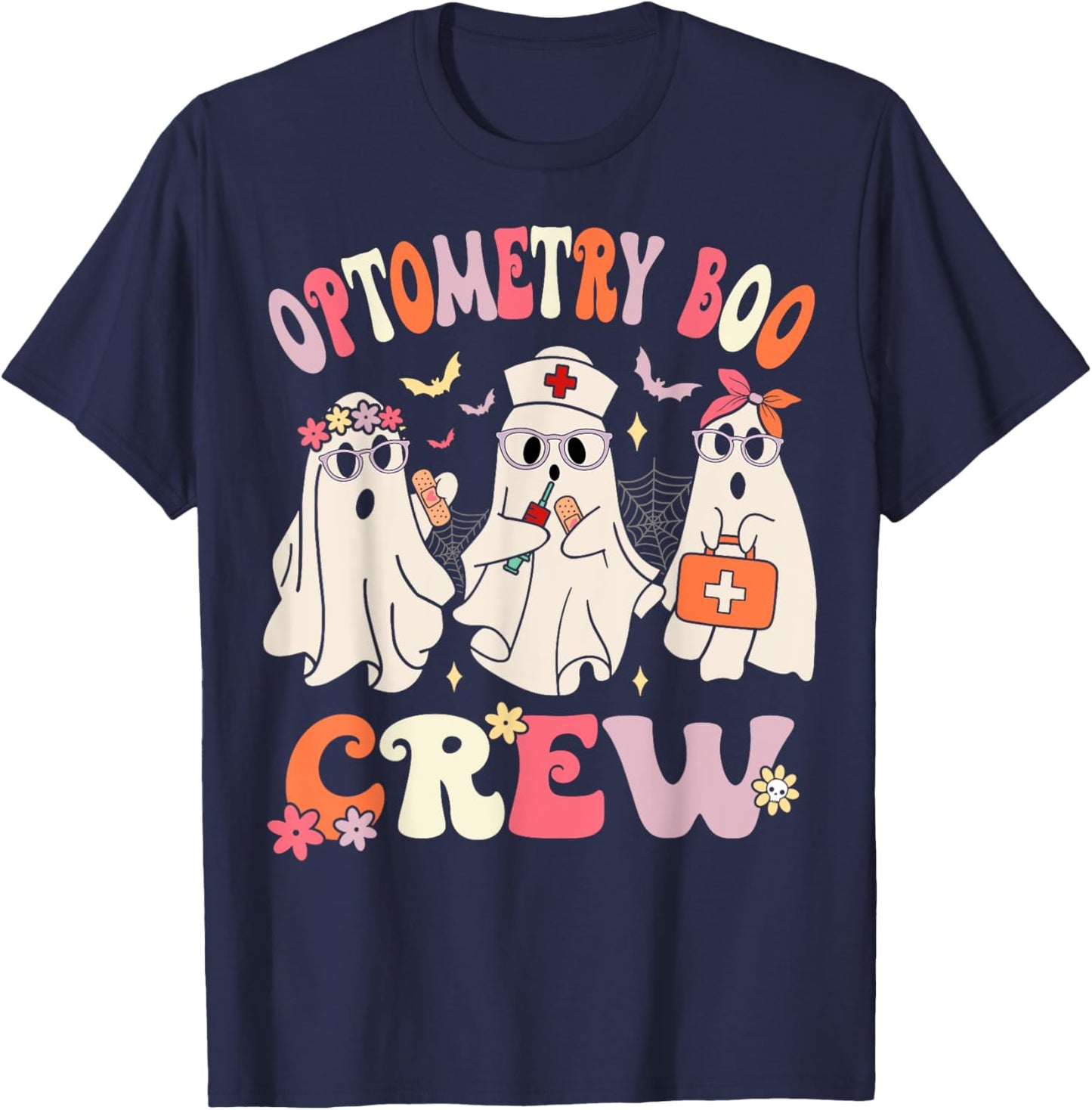 Optometry Boo Crew Optometrist Halloween Eye Doctor Funny T-Shirt - T-Shirt | Navy