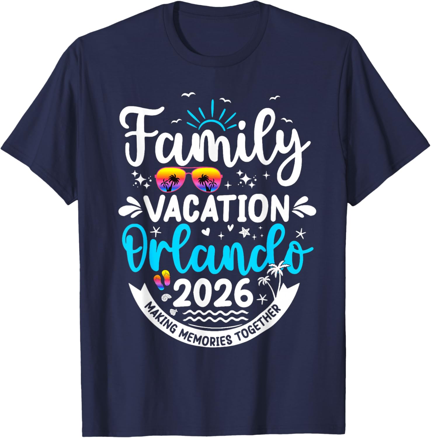 Family Vacation Orland0o 2026 Matching Beach Summer Vacation T-Shirt - T-Shirt | Navy