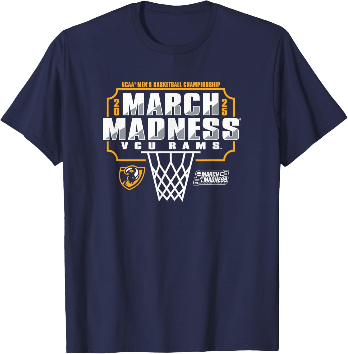 VCU Rams March Madness 2025 Men's Basketball T-Shirt - T-Shirt | Navy