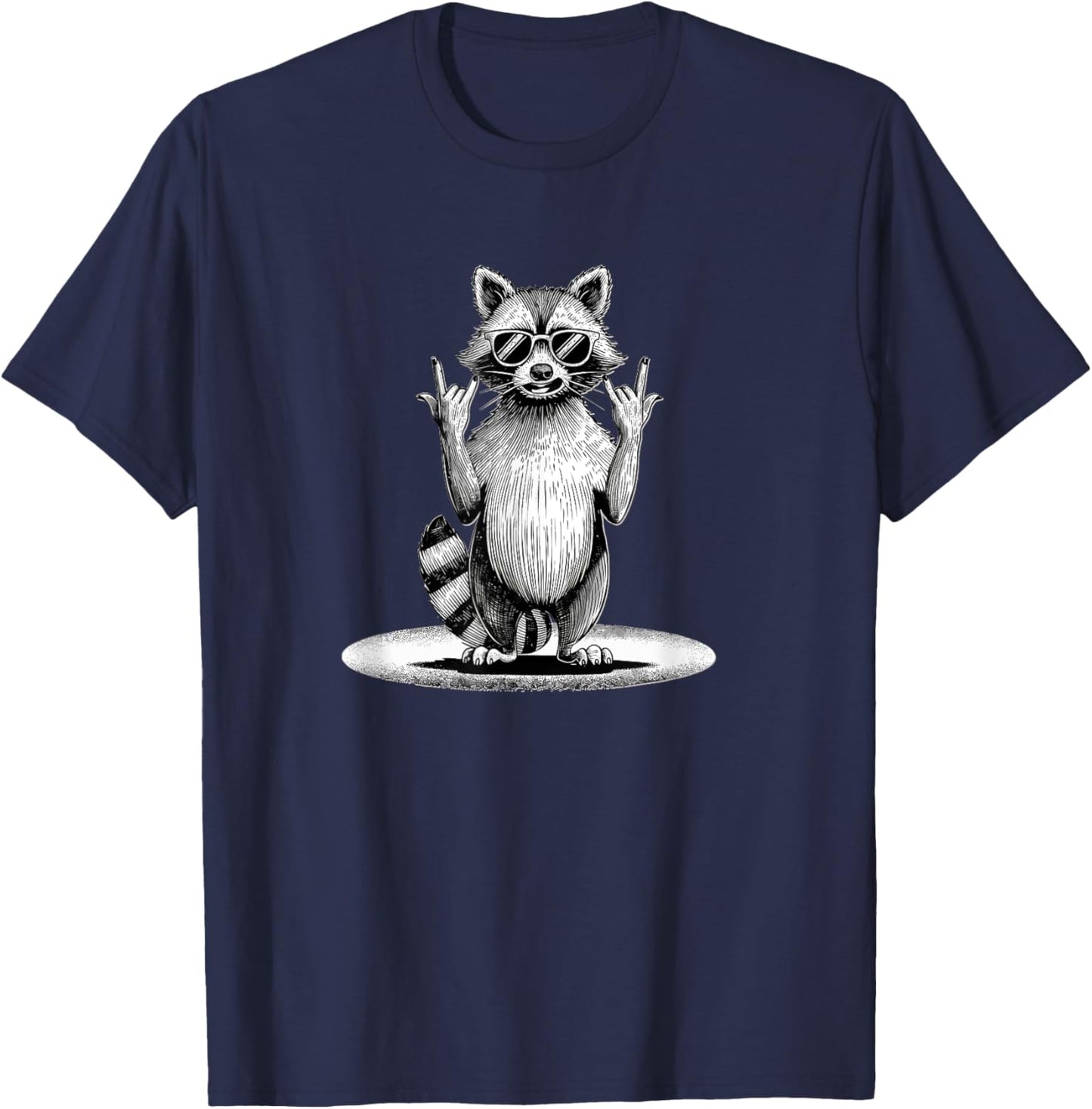 Retro Raccoon Rock Music Gifts Men Women Funny Raccoon T-Shirt - T-Shirt | Navy