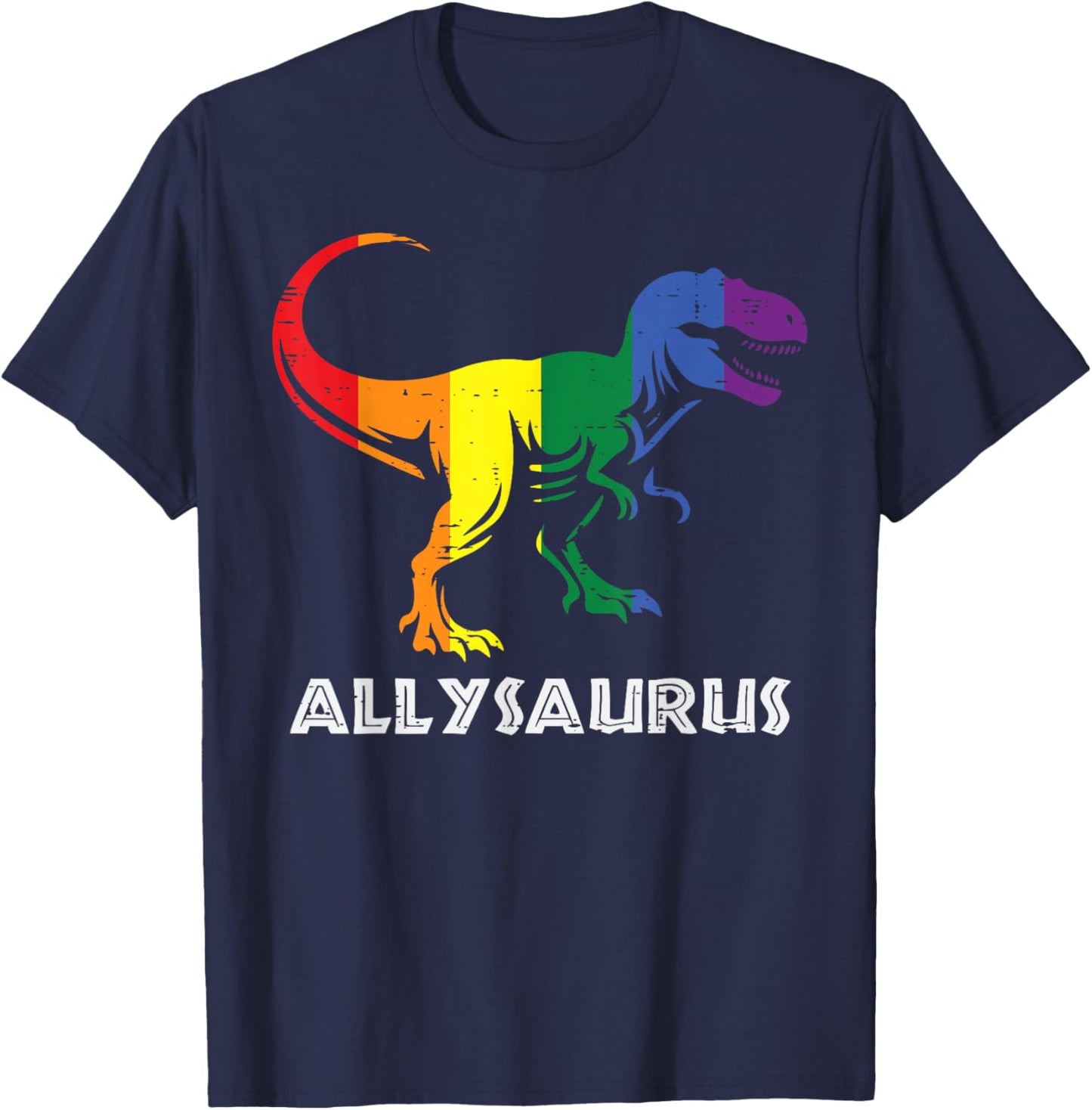 Gay Pride Month Allysaurus Trex Dino LGBTQ Ally Boys Kids T-Shirt - T-Shirt | Navy