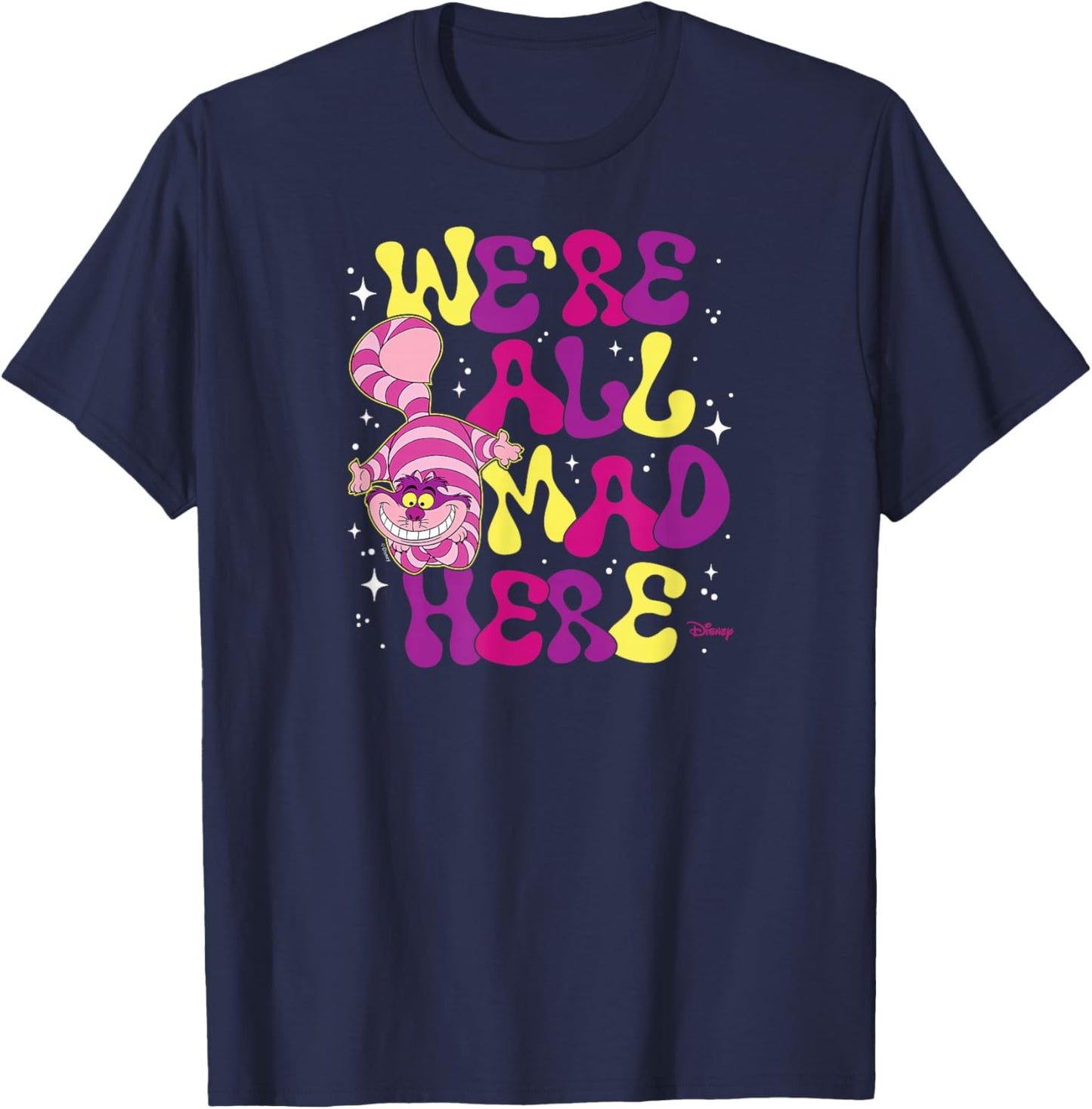 Alice in Wonderland - Cheshire Cat We're All Mad Here T-Shirt - T-Shirt | Navy