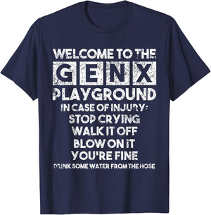 Welcome to the Gen X Playground Generation X 1980 T-Shirt - T-Shirt | Navy