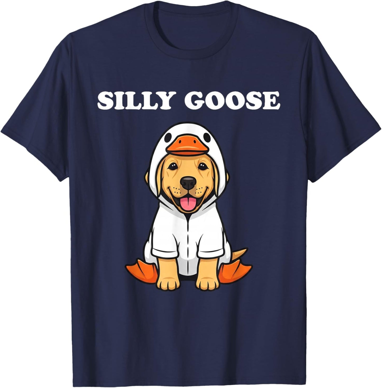 Silly Goose Labrador Puppy Dog T-Shirt - T-Shirt | Navy