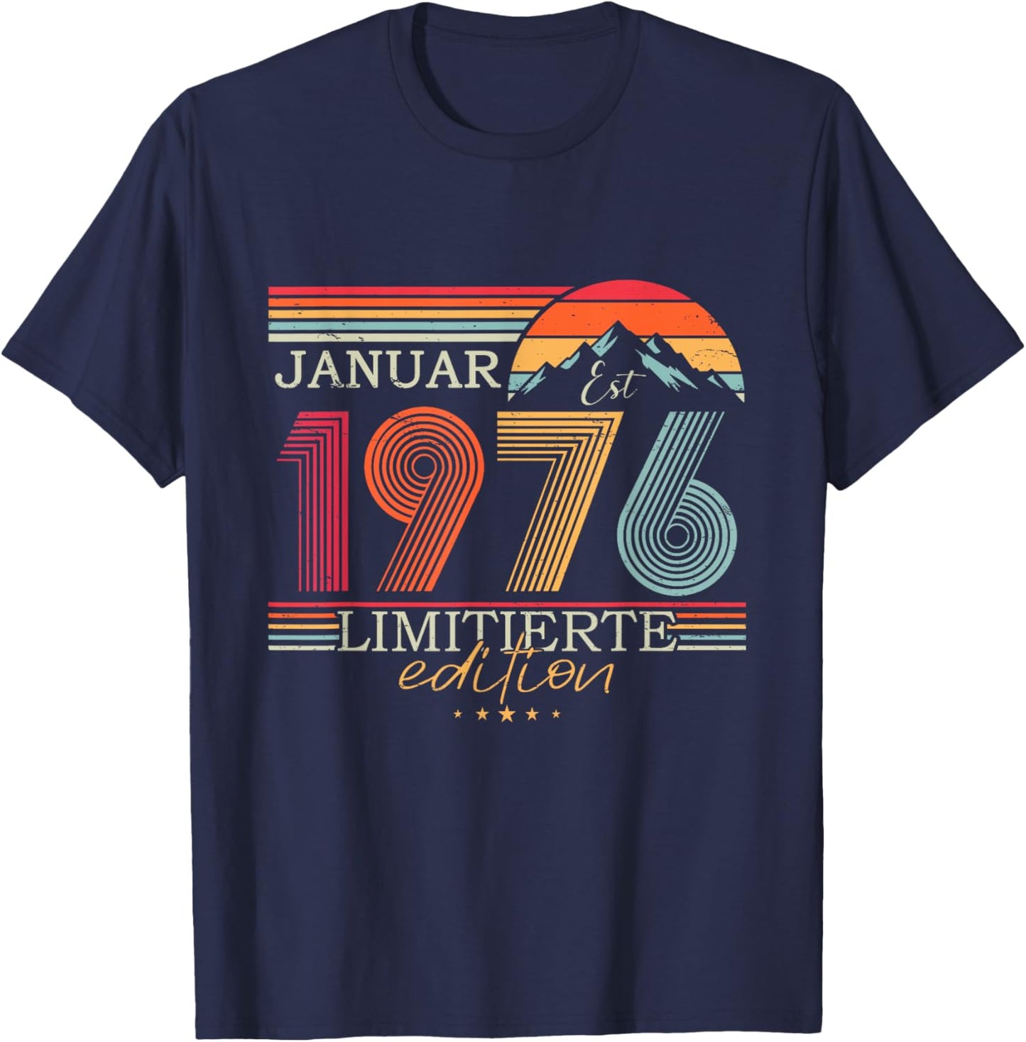 1976 Vintage January Birthday Retro Men Women Gift T-Shirt - T-Shirt | Navy