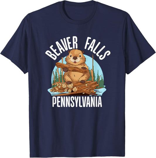 Beaver Falls Pennsylvania Northwest PA Pittsburgh Suburb Art T-Shirt - T-Shirt | Navy
