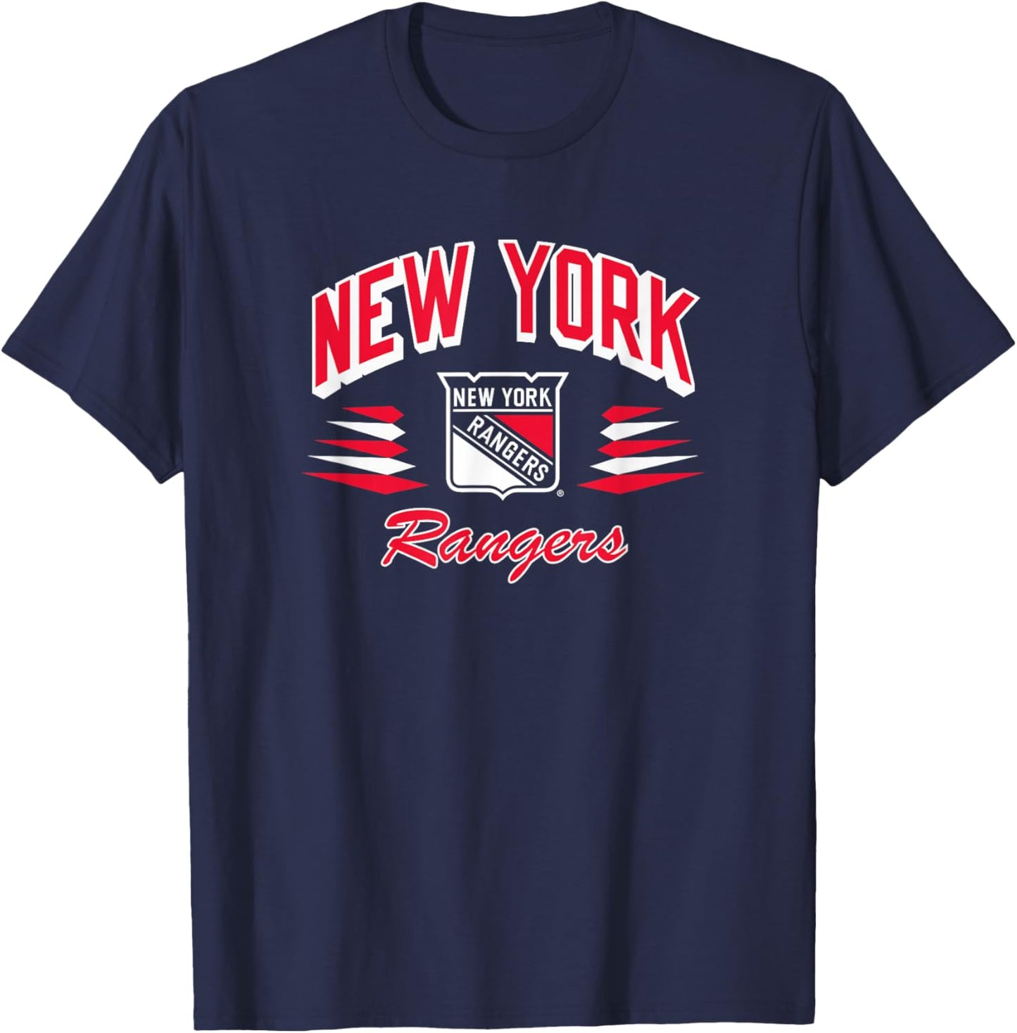 New York Rangers Retro Diamond Blue Officially Licensed T-Shirt - T-Shirt | Navy