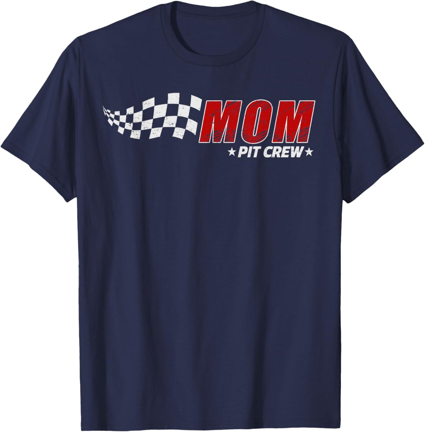 Mom Pit Crew Race Car Birthday Family Matching Pit Crew T-Shirt - T-Shirt | Navy