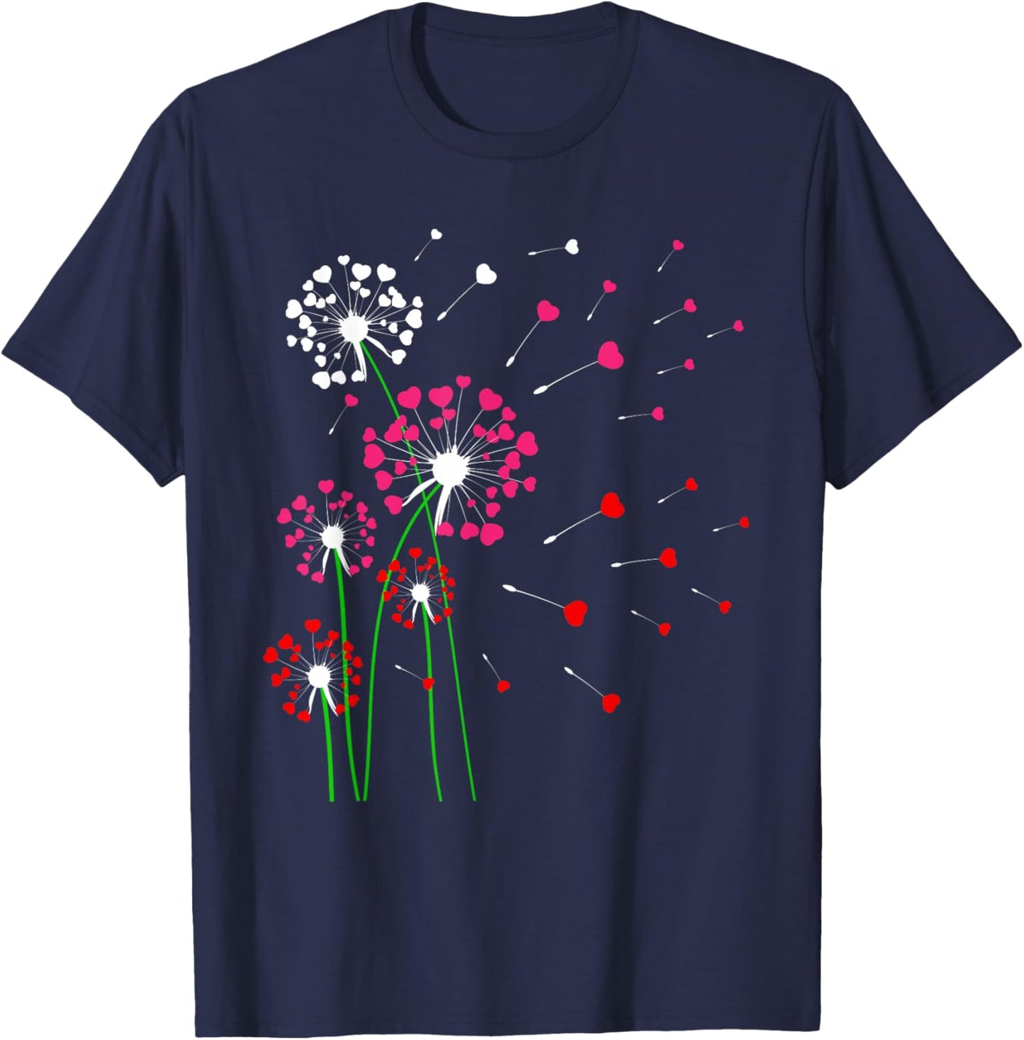 Hearts Dandelions Flowers Lover Valentine's Day Gardener T-Shirt - T-Shirt | Navy