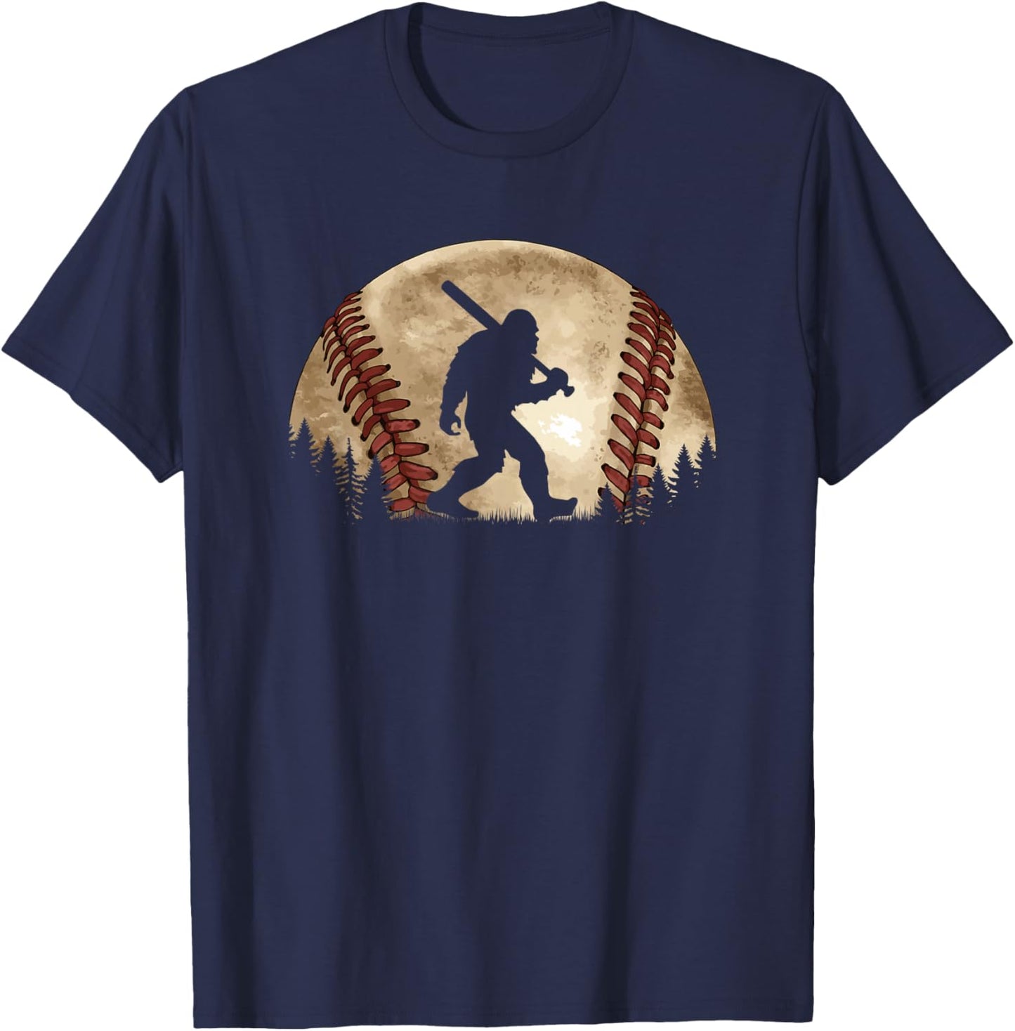 Funny Bigfoot Baseball Sasquatch T-Shirt - T-Shirt | Navy