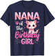 Nana Of The Birthday Girl Cute Cat Lover Kitten Kid T-Shirt - T-Shirt | Navy
