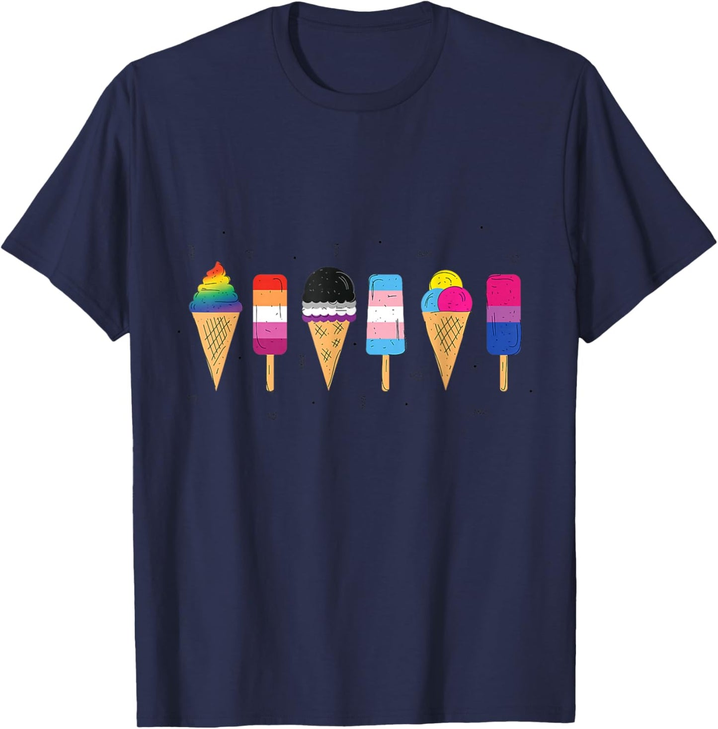 Gay Ice Cream LGBTQ Pride Month Subtle Gay Queer Lesbisch T-Shirt - T-Shirt | Navy