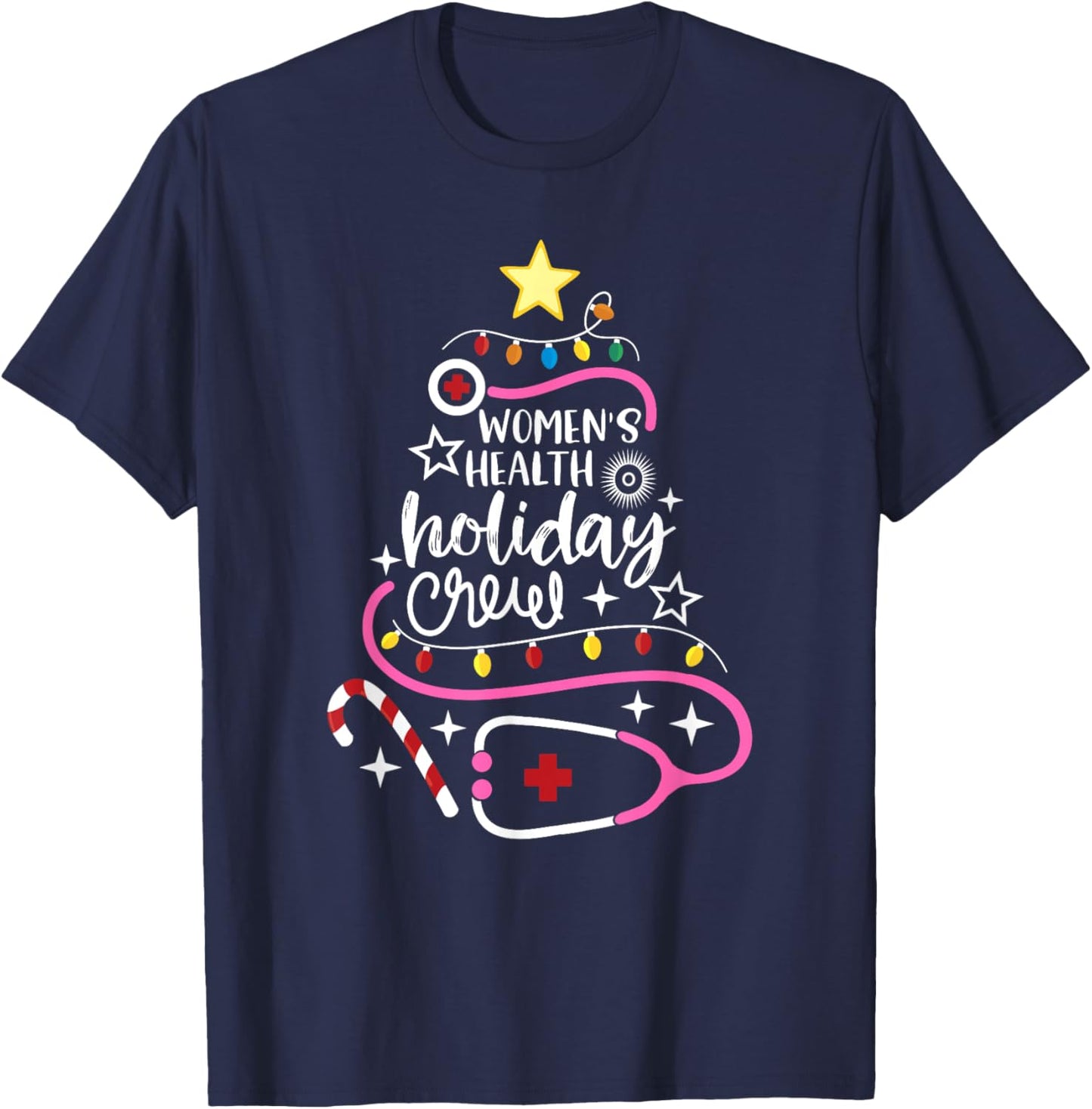 Women's Health Holiday Crew Xmas OB-GYN Nurse Secretary T-Shirt - T-Shirt | Navy