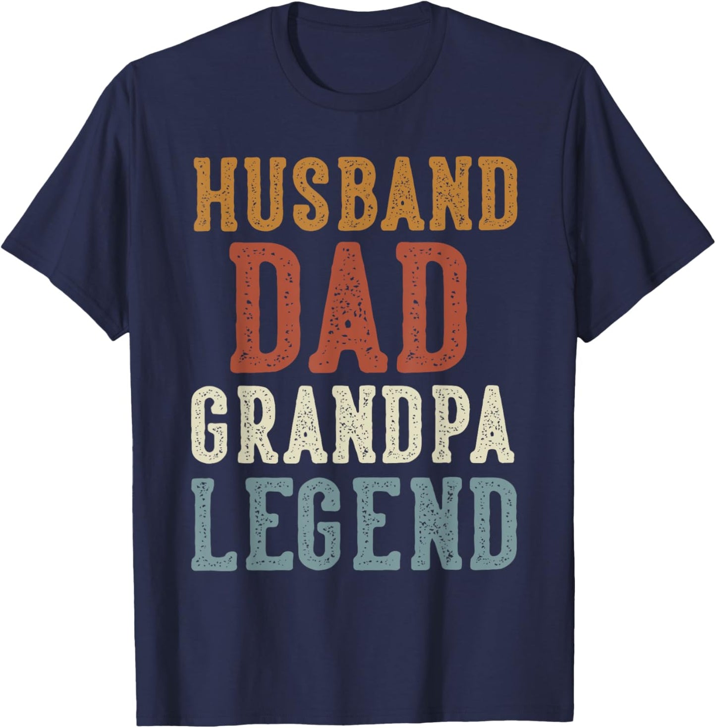 Husband Dad Grandpa Legend - Classic Retro Distressed T-Shirt - T-Shirt | Navy