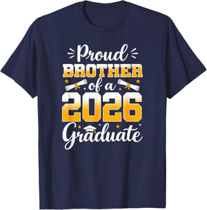 Proud Brother of A 2026 Graduate Senior 2026 Family Matching T-Shirt - T-Shirt | Navy