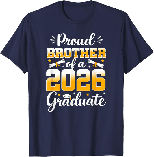 Proud Brother of A 2026 Graduate Senior 2026 Family Matching T-Shirt - T-Shirt | Navy