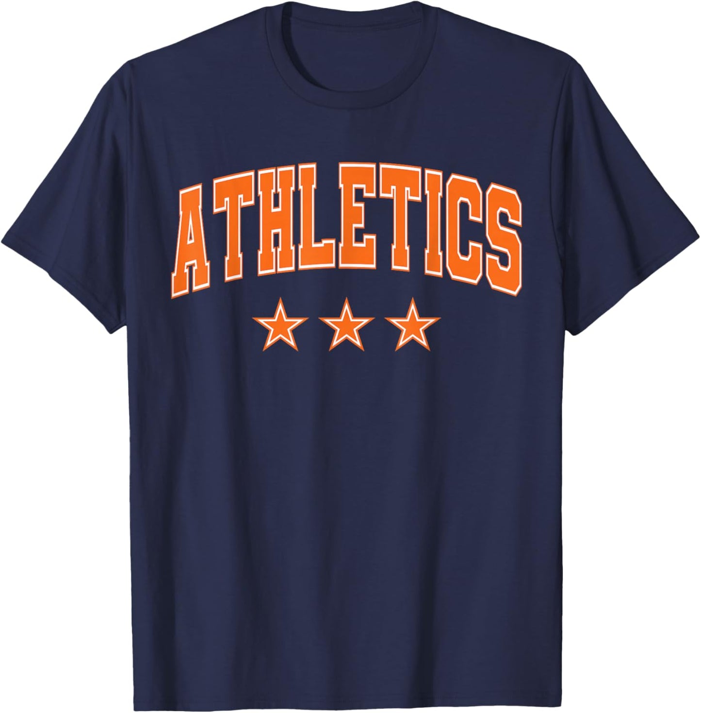 Athletics All Orange Stars Classic Retro Text T-Shirt - T-Shirt | Navy