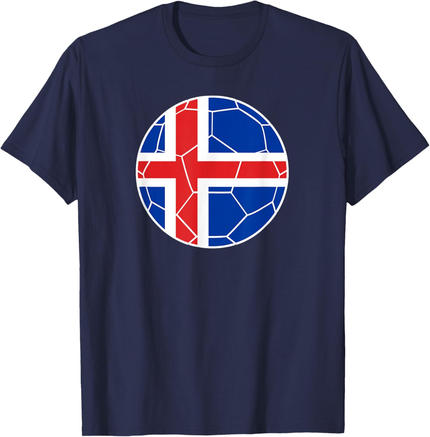 Iceland Flag Soccer Iceland Soccer T-Shirt - T-Shirt | Navy