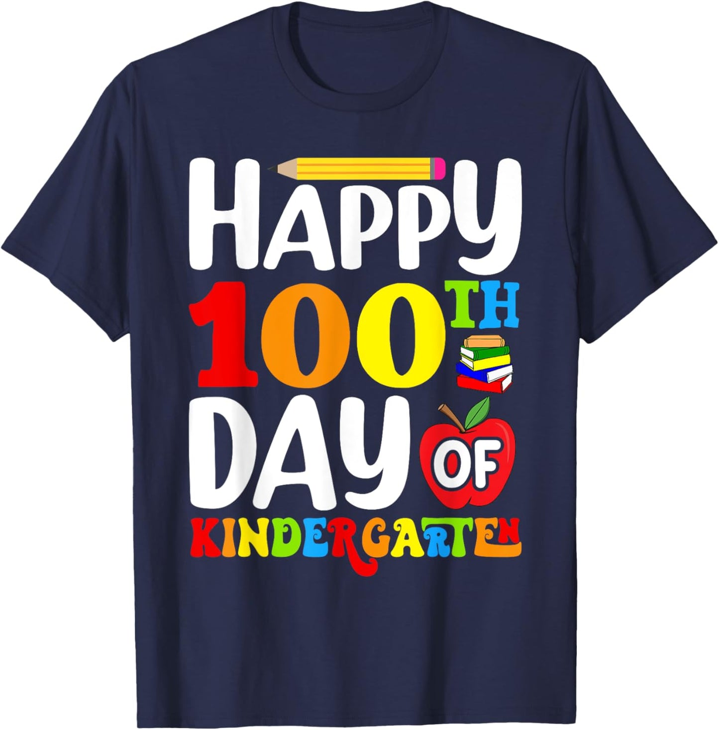 100th Day of Kindergarten Teacher Kids 100 Days Smarter T-Shirt - T-Shirt | Navy