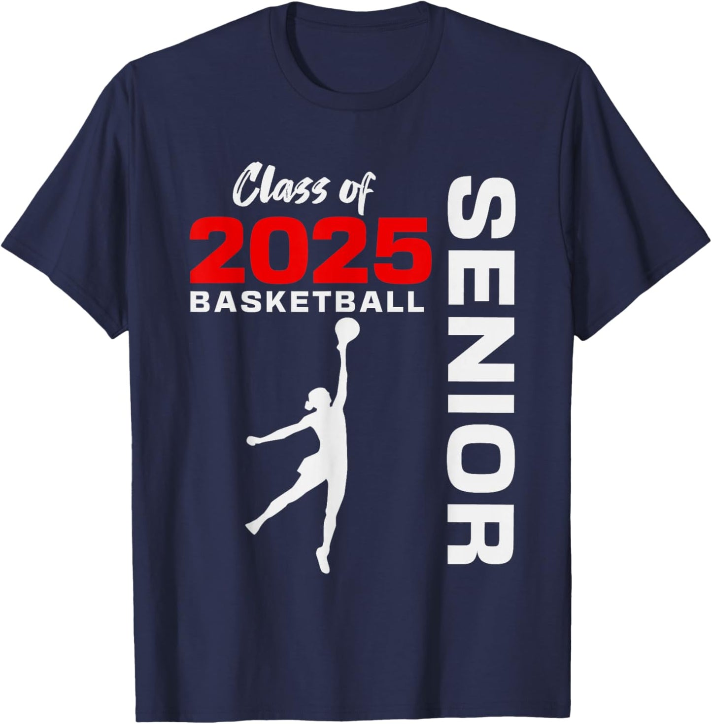 Basketball Senior Matching Class of 2025 Senior Basketball T-Shirt - T-Shirt | Navy