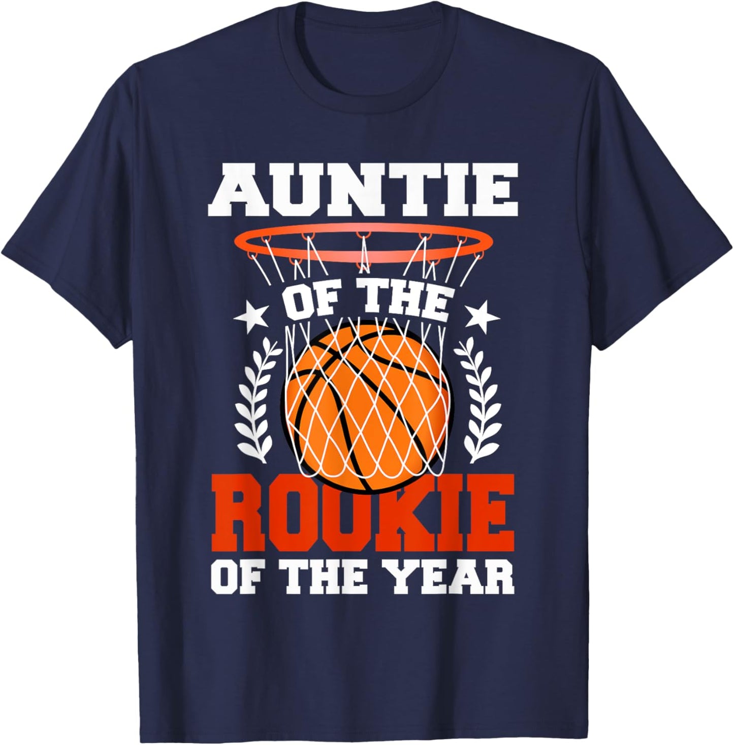 Auntie Of Rookie 1st Basketball Birthday Theme Matching T-Shirt - T-Shirt | Navy