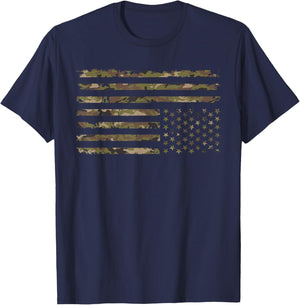 Upside down American flag, vintage upside down USA flag Camo T-Shirt - T-Shirt | Navy
