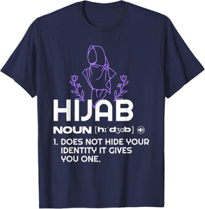 Hijab does Not Hide your Identity - Inspiring Muslim Women T-Shirt - T-Shirt | Navy