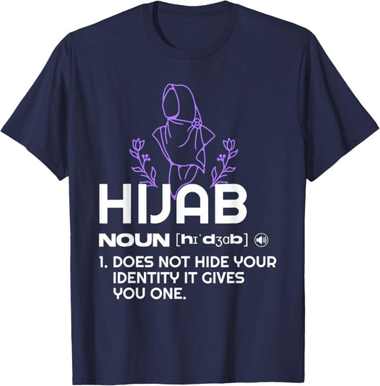 Hijab does Not Hide your Identity - Inspiring Muslim Women T-Shirt - T-Shirt | Navy