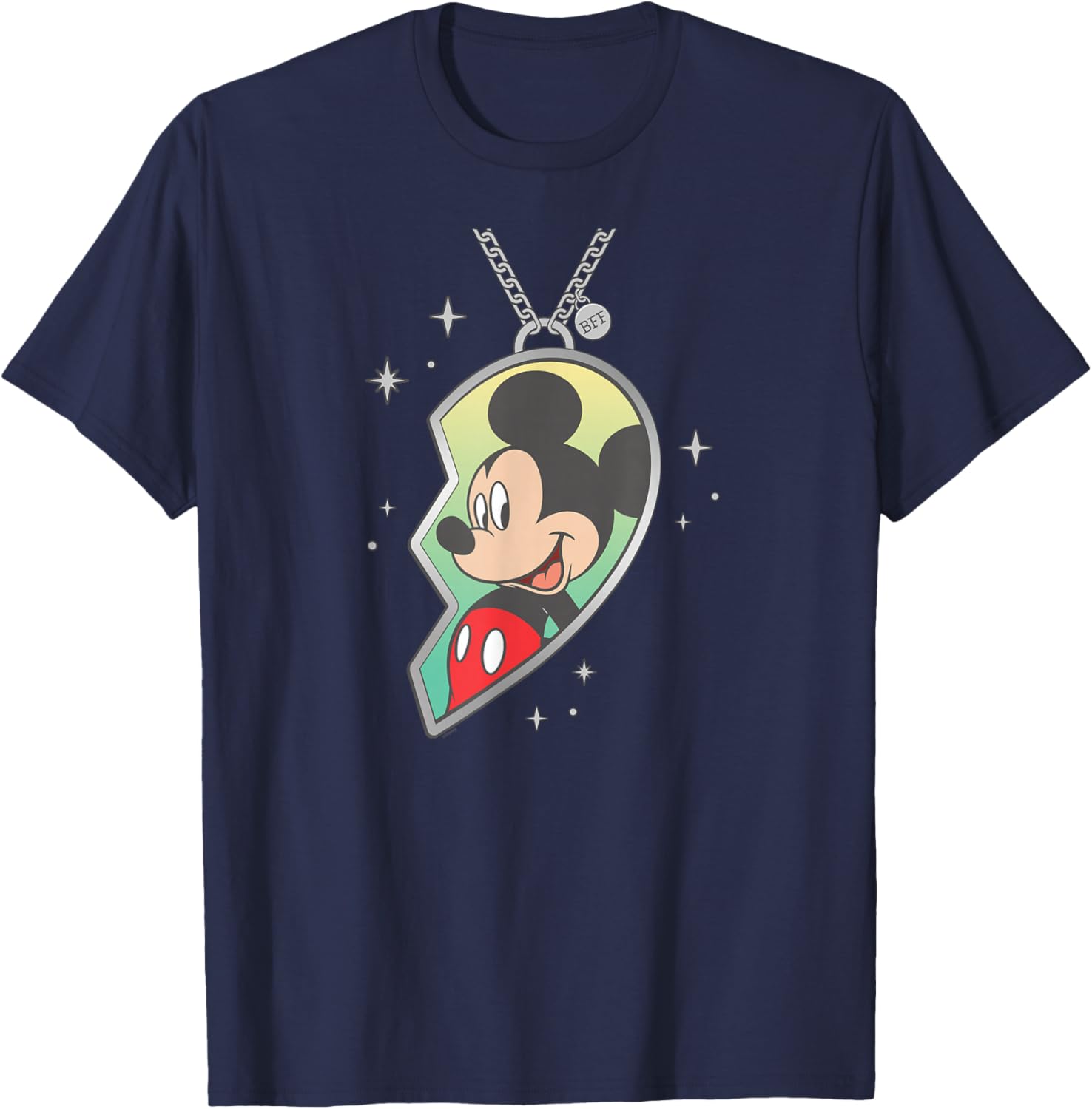 Disney BFF Best Friends Matching Heart Necklace Mickey Mouse T-Shirt - T-Shirt | Navy