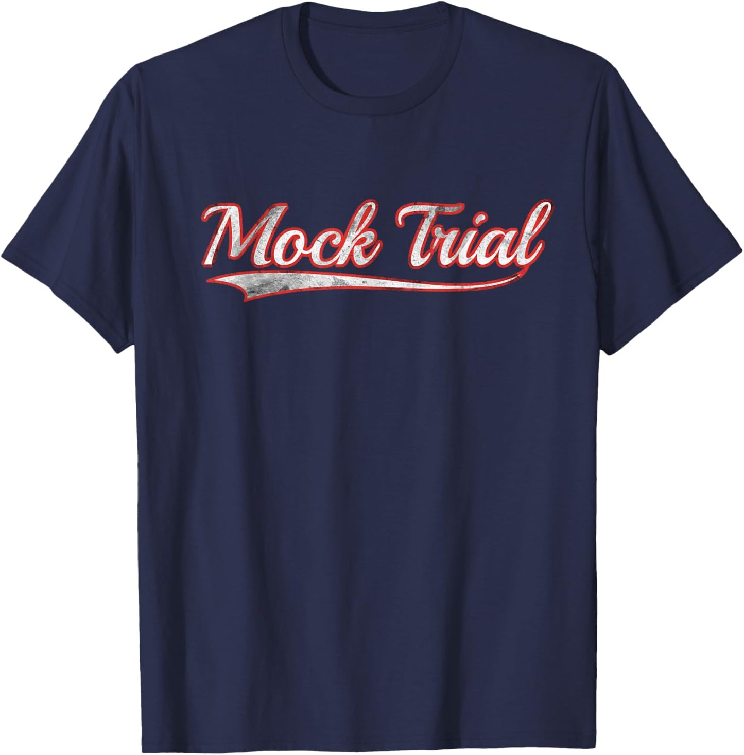 Mock Trial Vintage Varsity Distressed Throwback Style T-Shirt - T-Shirt | Navy