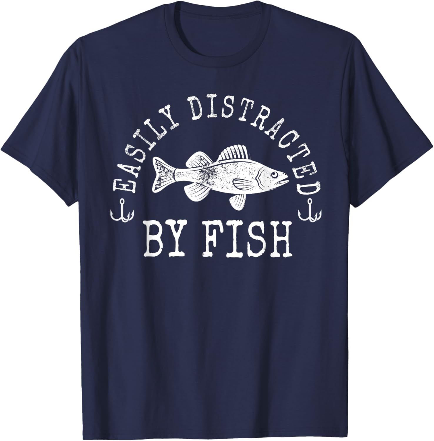 Easily Distracted by Fish Funny Fishing T-Shirt - T-Shirt | Navy