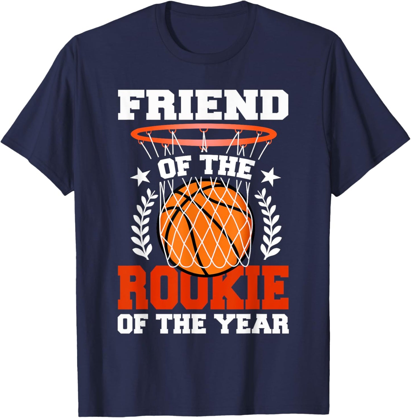 Friend Of Rookie 1st Basketball Birthday Theme Matching T-Shirt - T-Shirt | Navy