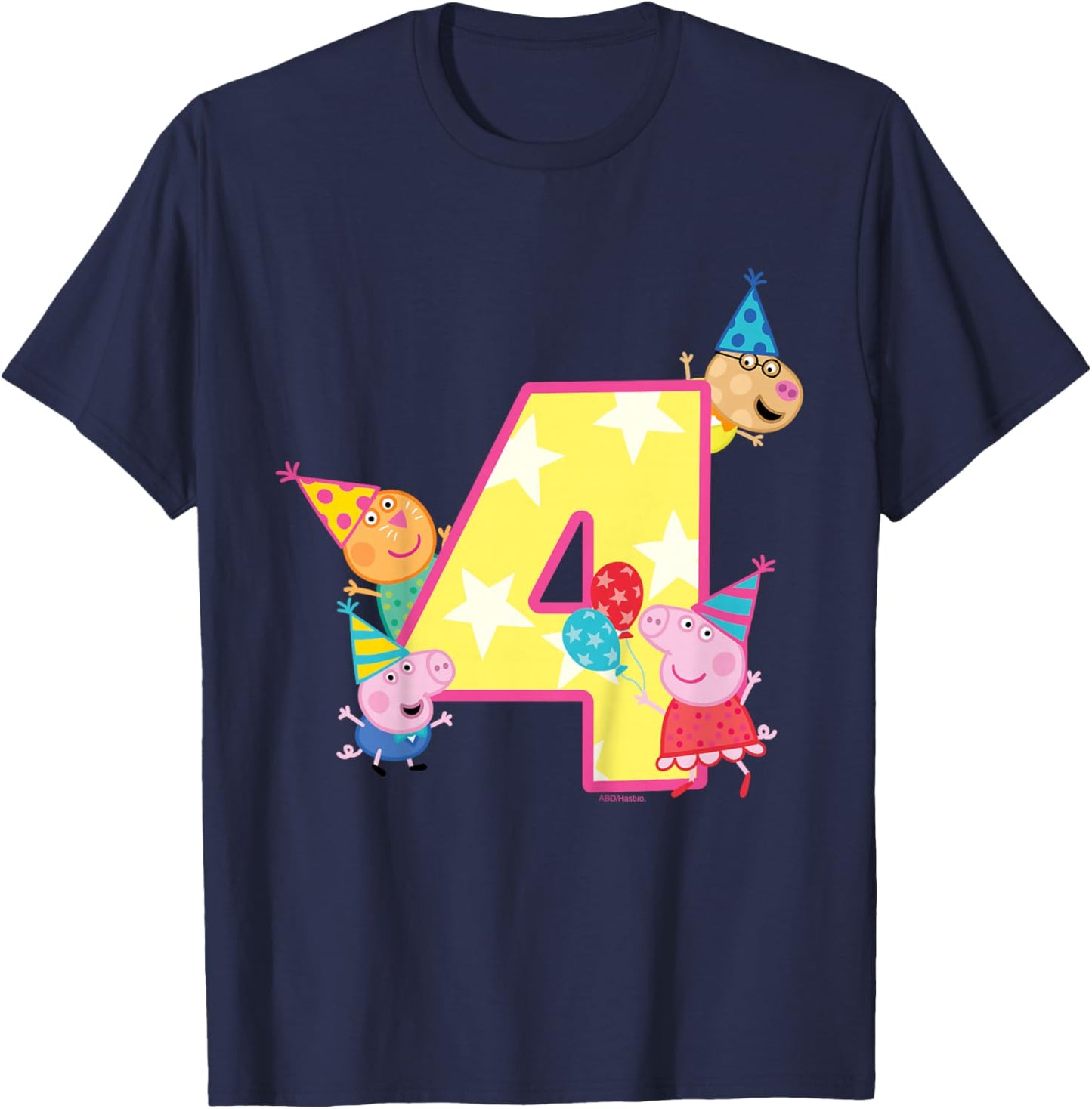 Peppa Pig Crew 4 Geburtstag T-Shirt - T-Shirt | Navy