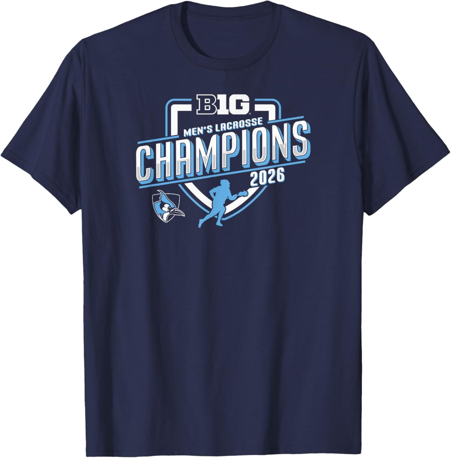 Johns Hopkins Blue Jays Big Ten Champs Men's Lacrosse 2026 T-Shirt - T-Shirt | Navy