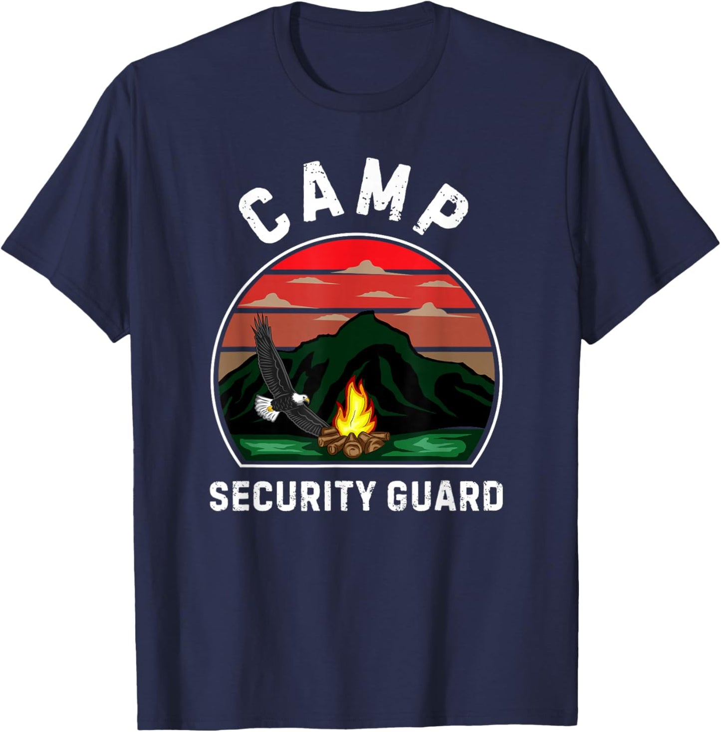 Camp Security Guard Retro Summer Camper Staff Camping T-Shirt - T-Shirt | Navy