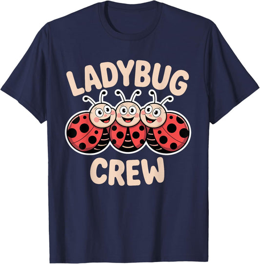 Ladybug Crew Funny Cartoon Garden Bug Kids Birthday Party T-Shirt - T-Shirt | Navy