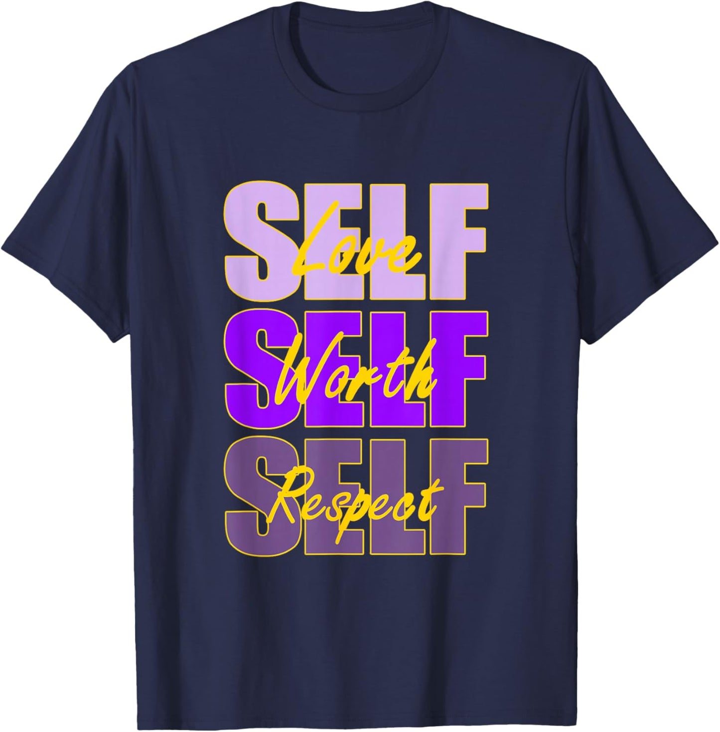 Purple and Golds Self-ish X 3-Gold & Purple Color Graphic T-Shirt - T-Shirt | Navy