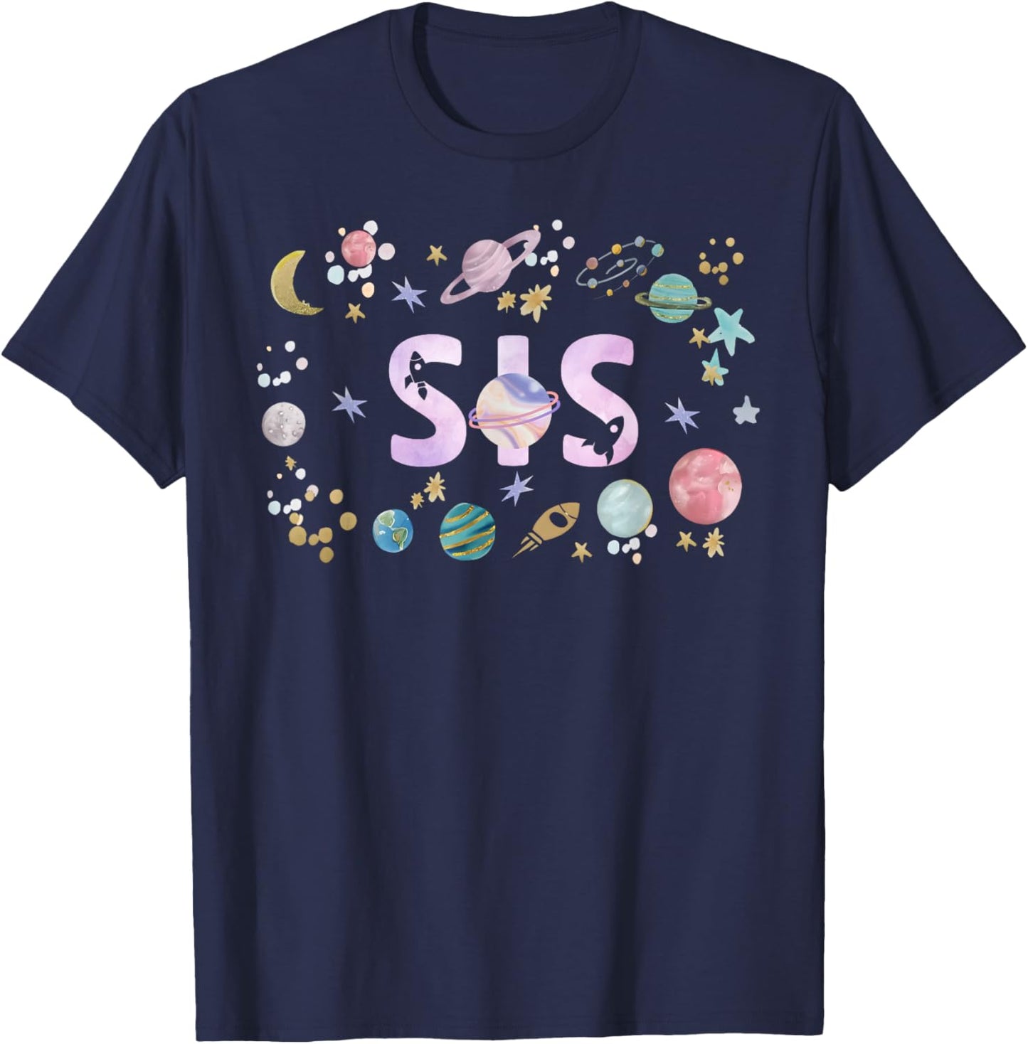 Sis Outer Space Birthday Girl 1st Trip Around The Sun T-Shirt - T-Shirt | Navy