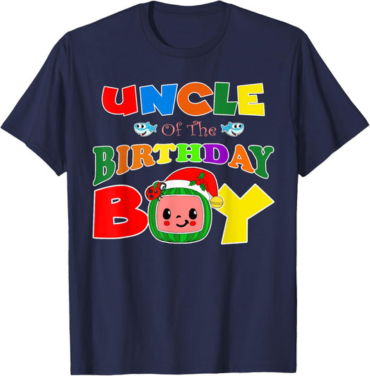 Uncle Of The Birthday Boy Funny Melon Family Matching T-Shirt - T-Shirt | Navy