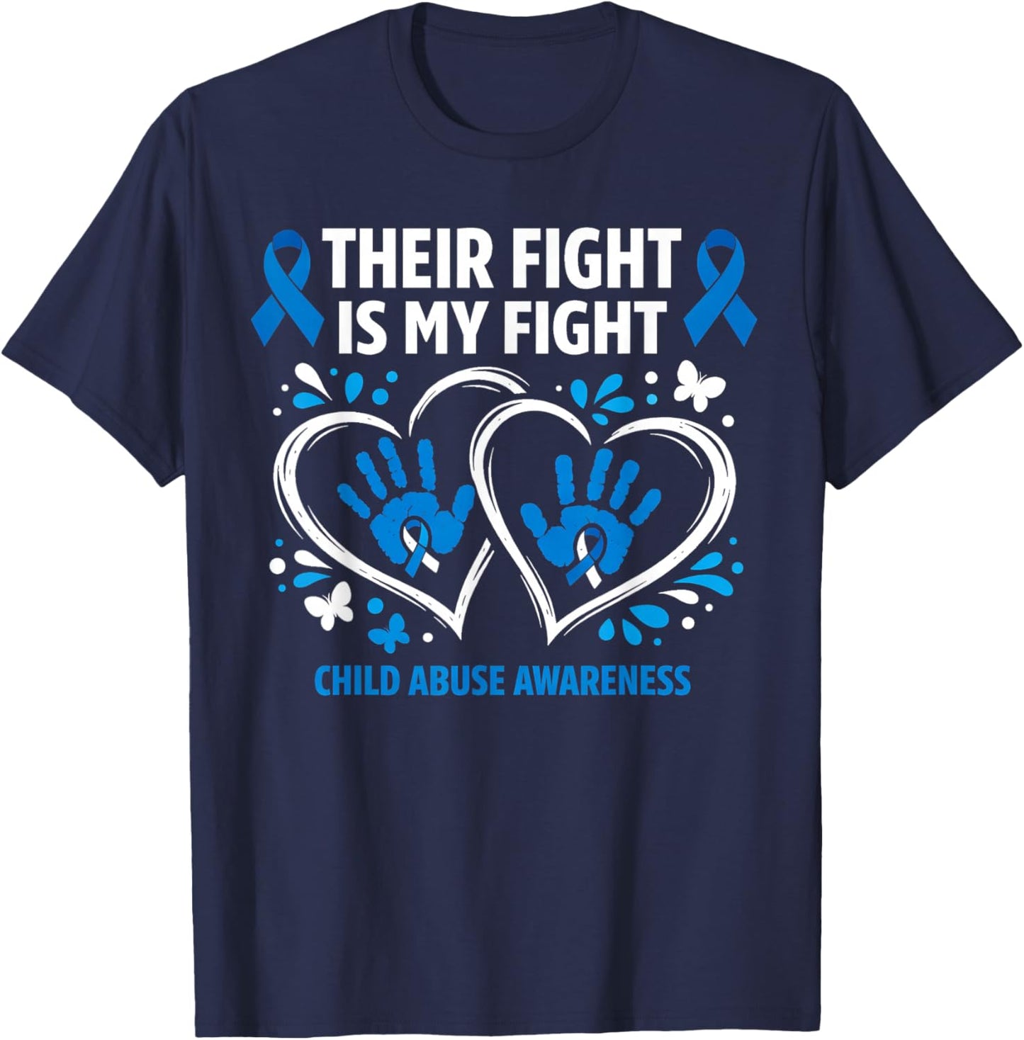 Child Abuse Prevention Child Abuse Awareness Blue Ribbon T-Shirt - T-Shirt | Navy