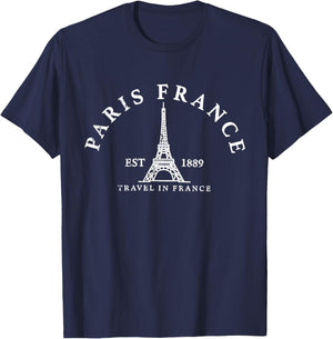 France Gift French Flag Eiffel Tower Frankreich Souvenir T-Shirt - T-Shirt | Navy