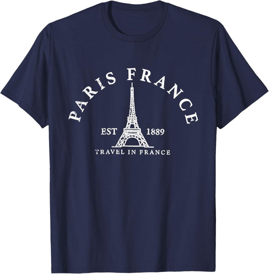 France Gift French Flag Eiffel Tower Frankreich Souvenir T-Shirt - T-Shirt | Navy