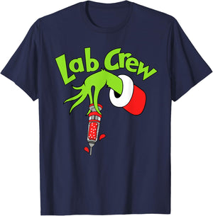 Lab Crew Merry Christmas Laboratory Tech Nurse Xmas Pajamas T-Shirt - T-Shirt | Navy