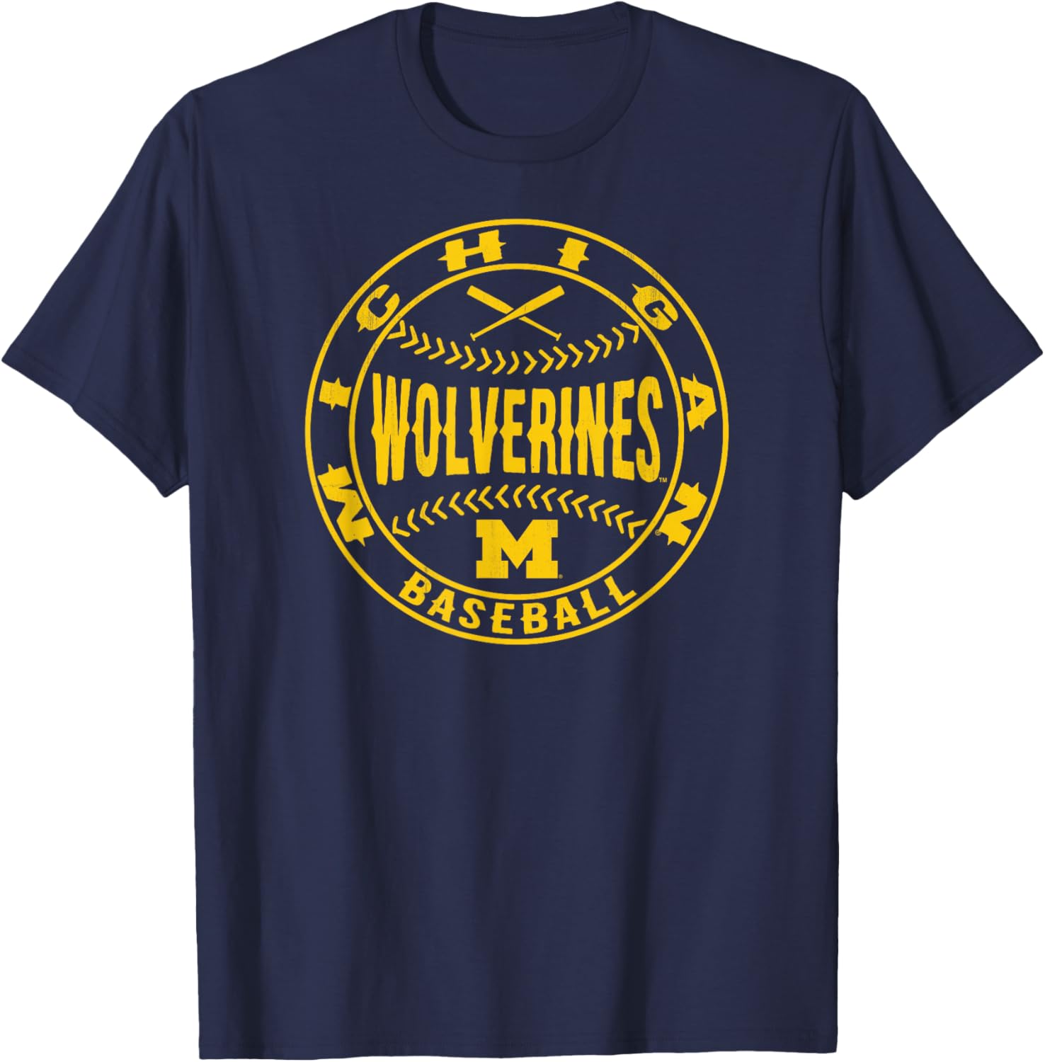 Michigan Wolverines Baseball Homerun Officially Licensed T-Shirt - T-Shirt | Navy