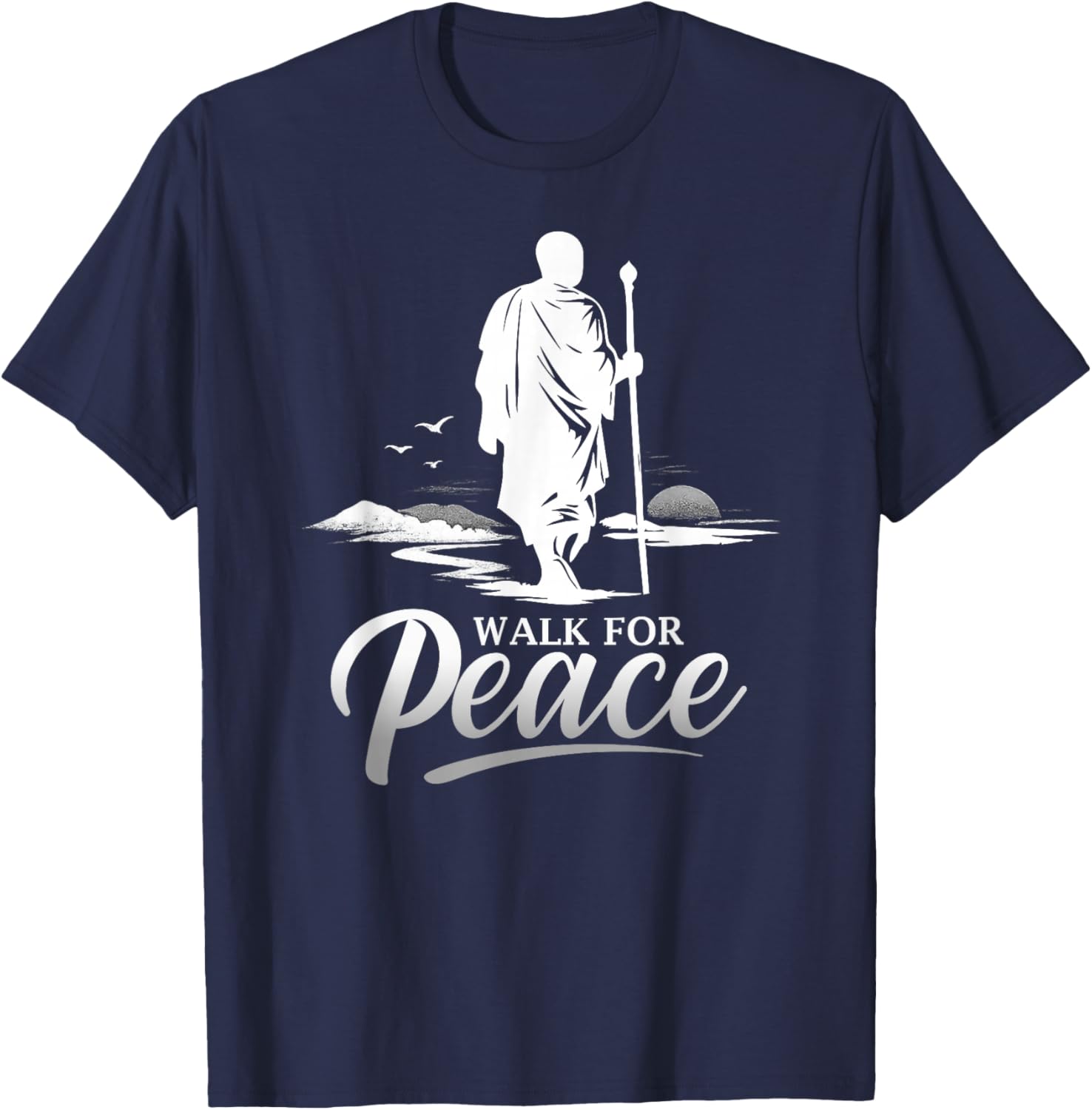 Marche pour Les Moines de la Paix avec Aloka Dog Minimalist Zen Art T-Shirt - T-Shirt | Navy