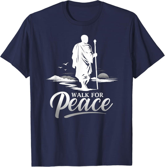 Marche pour Les Moines de la Paix avec Aloka Dog Minimalist Zen Art T-Shirt - T-Shirt | Navy